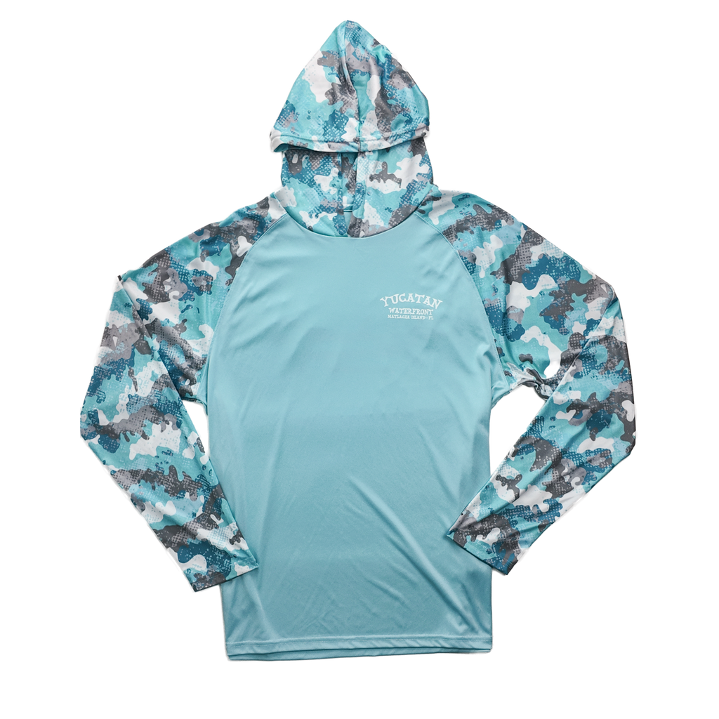 Fishing Hoodie - Aqua Camo - Dri-Fit - SPF50 - Long Sleeve