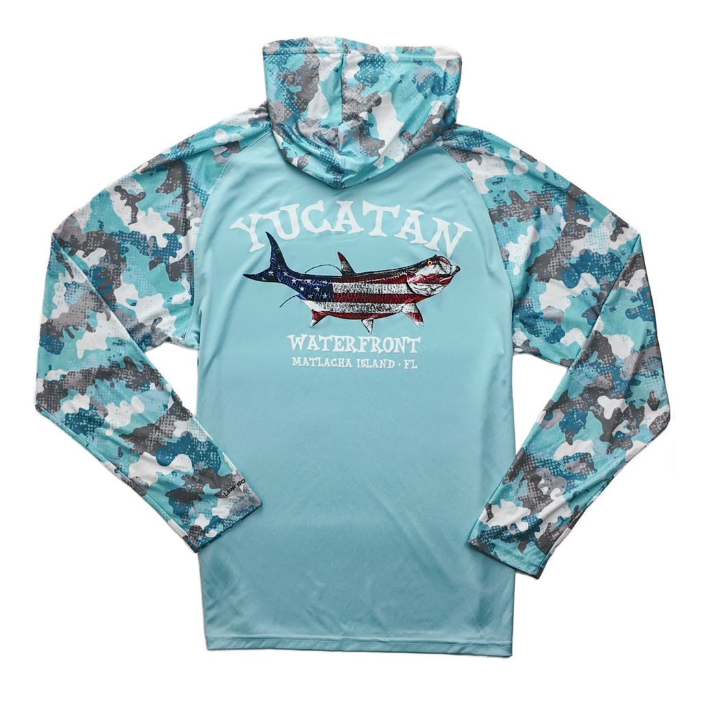 Fishing Hoodie - Aqua Camo - Dri-Fit - SPF50 - Long Sleeve