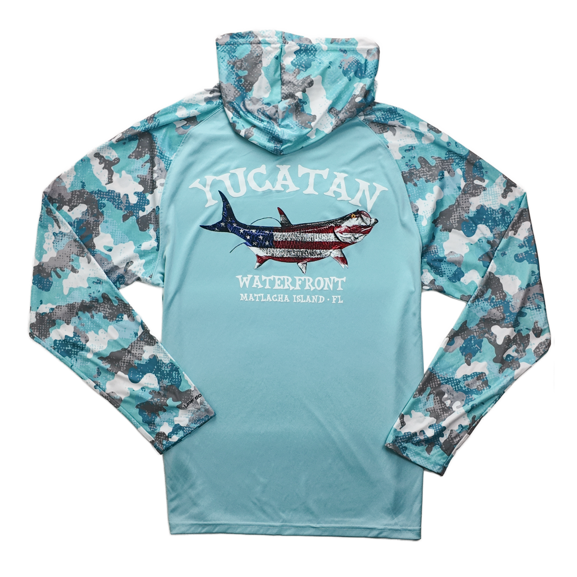 Fishing Hoodie - Aqua Camo - Dri-Fit - SPF50 - Long Sleeve