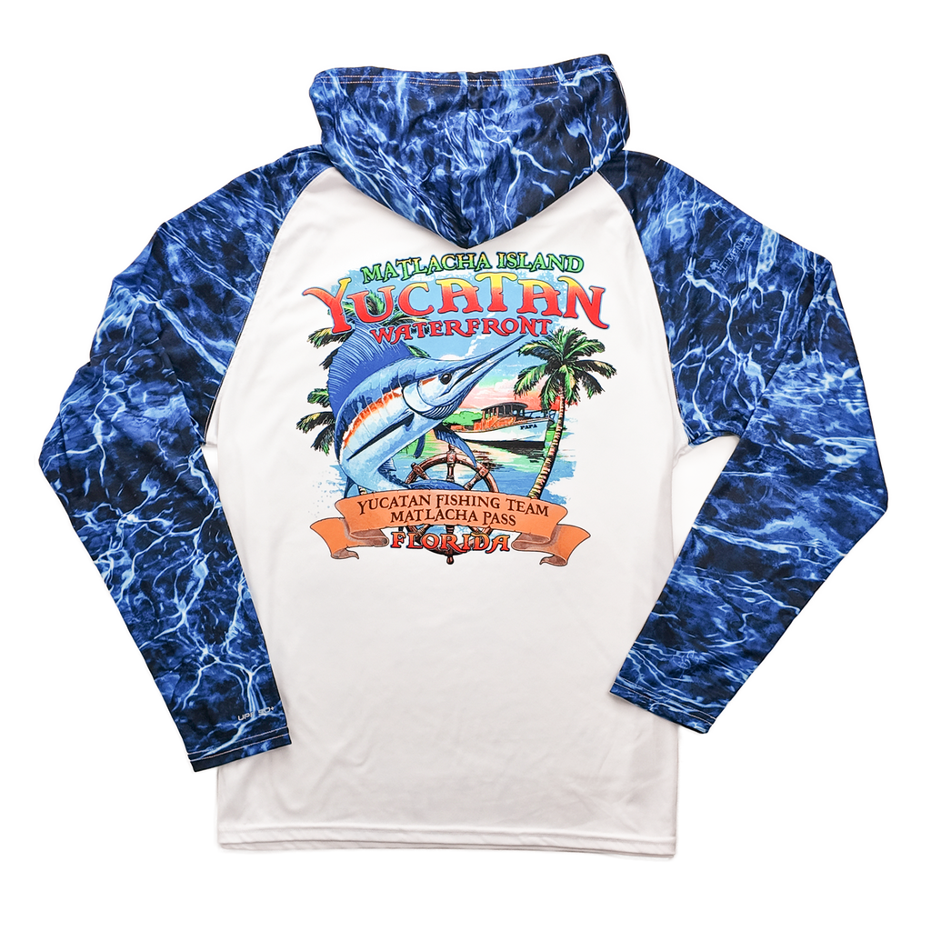 Fishing Hoodie - Blue Water - Dri-Fit - SPF50 - Long Sleeve