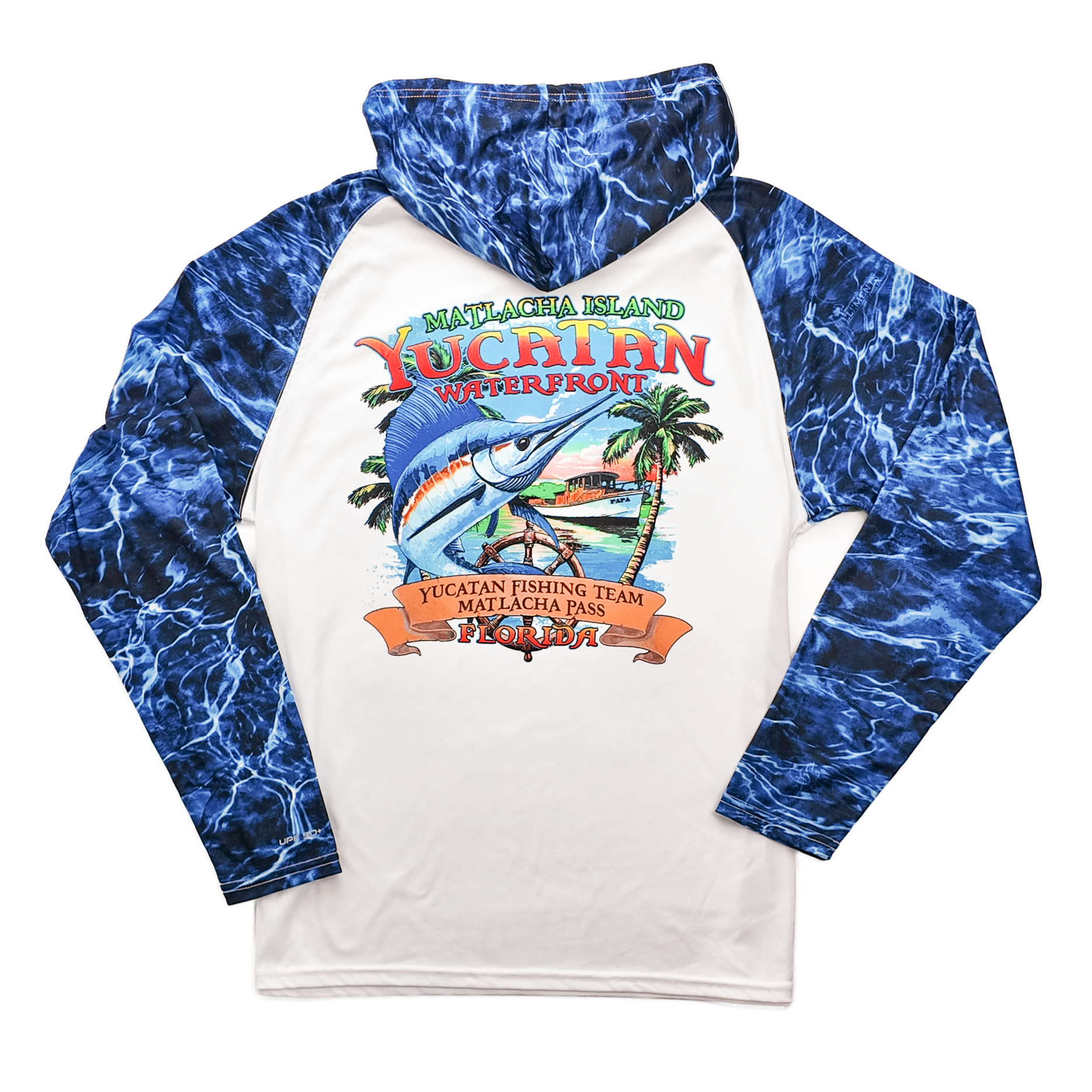 Fishing Hoodie - Blue Water - Dri-Fit - SPF50 - Long Sleeve